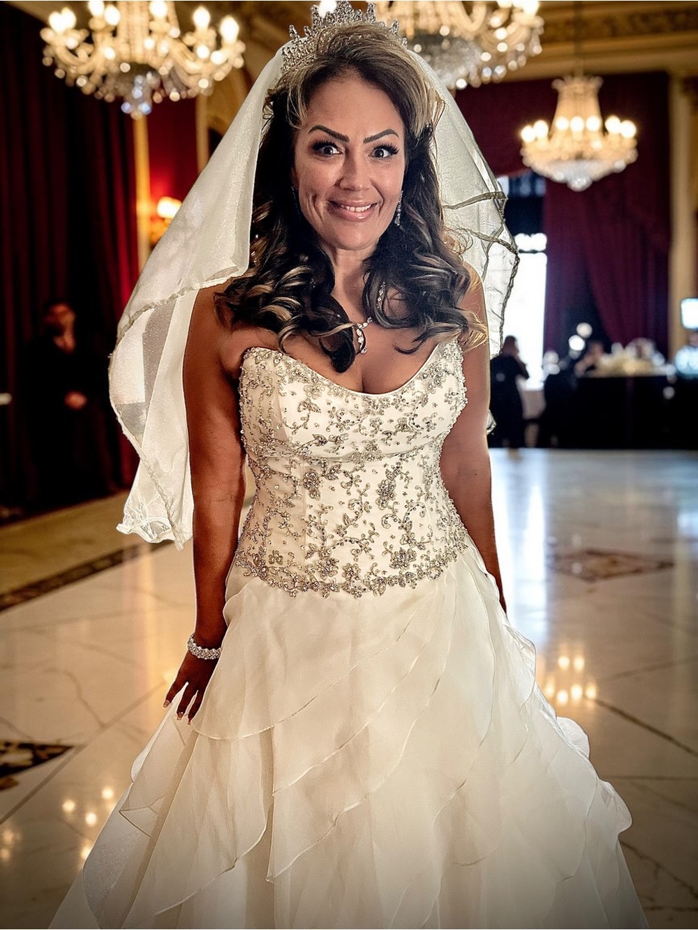 Iconic David Tutera Hand-Beaded Swarovski | Size 10